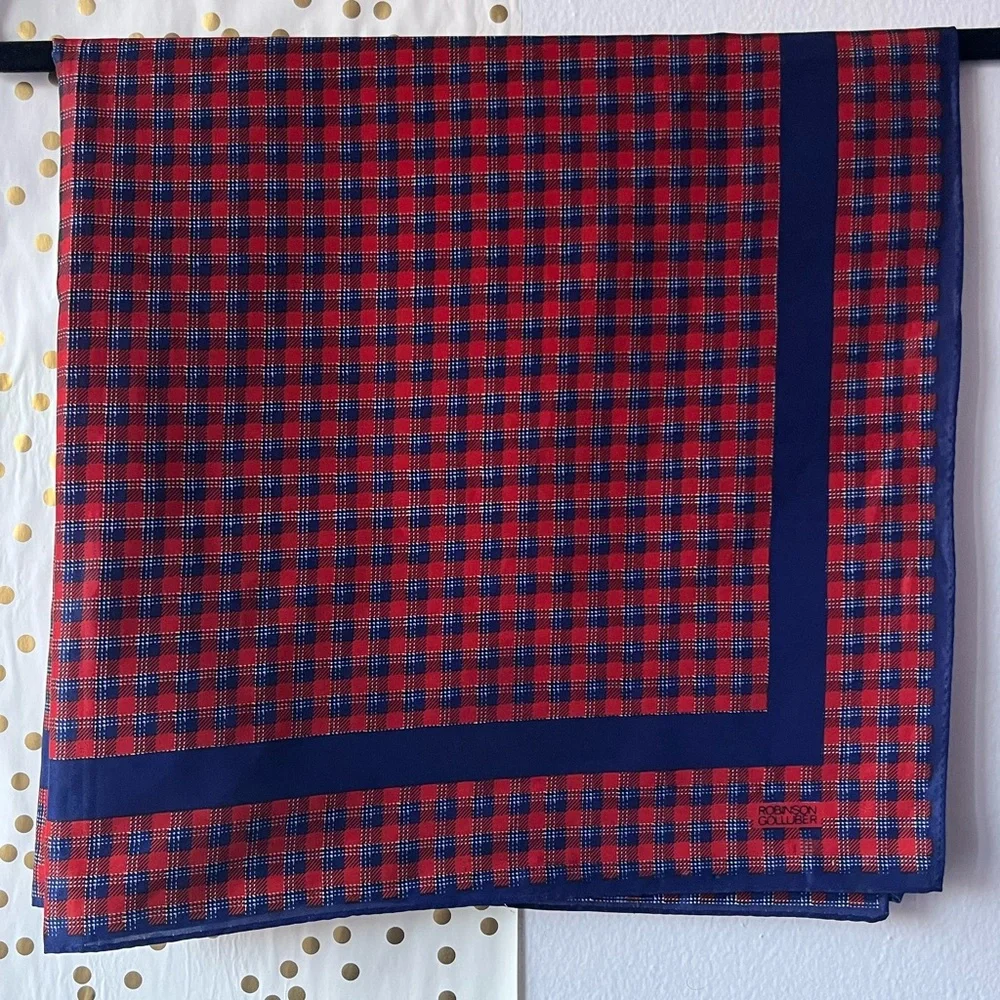 Robinson Golluber Large Red and Blue Plaid Scarf